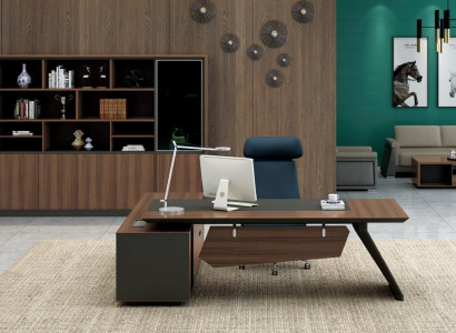 Schreibtisch Büroeinrichtung 2tlg. Set Tische Regal Chef Tisch + Aktenschrank